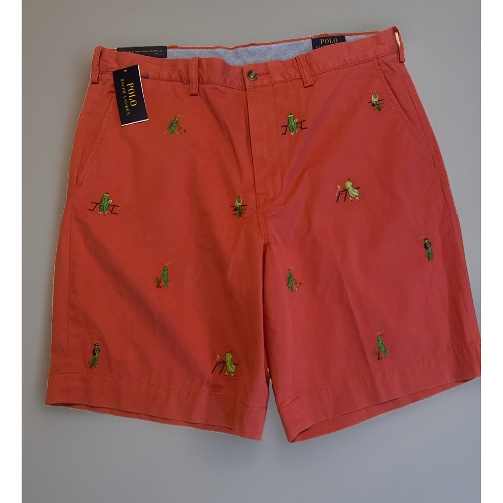 Polo Ralph Lauren Shorts Men's 36 NWT Red Embroidered Cricket Squash Classic Fit